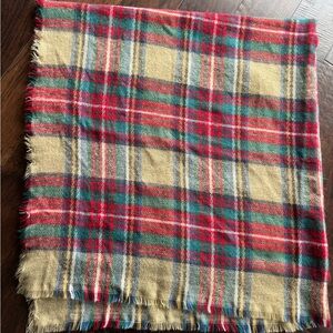 Tan and Red Furniture Cover with Traditional Plaid Accents